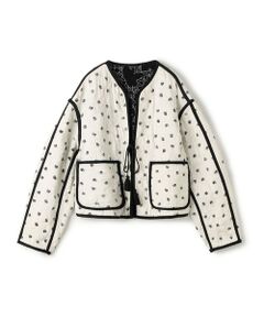 TOMORROWLAND / トゥモローランド ノーカラージャケット | レーヨンサテンキルト リバーシブルジャケット