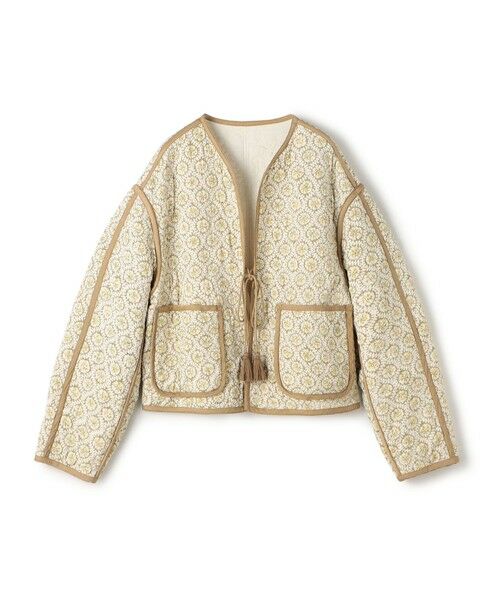 TOMORROWLAND/トゥモローランド レーヨンサテンキルト リバーシブルジャケット 42 ライトベージュ系 36