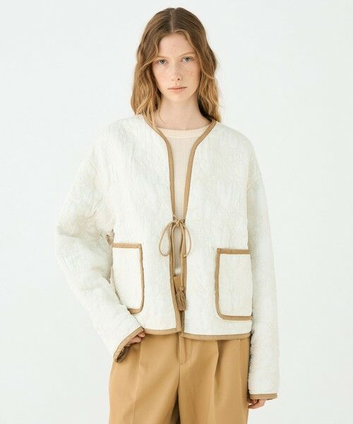 TOMORROWLAND / トゥモローランド ノーカラージャケット | レーヨンサテンキルト リバーシブルジャケット | 詳細10