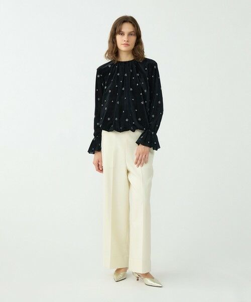 TOMORROWLAND / トゥモローランド シャツ・ブラウス | メッシュベロアエンブロイダリー ラッフルカフスブラウス | 詳細1