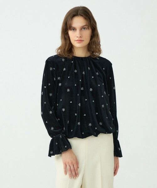 TOMORROWLAND / トゥモローランド シャツ・ブラウス | メッシュベロアエンブロイダリー ラッフルカフスブラウス | 詳細2