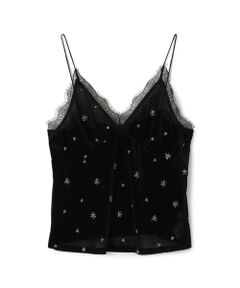 TOMORROWLAND / トゥモローランド キャミソール・チューブトップ | メッシュベロアエンブロイダリー キャミソールブラウス