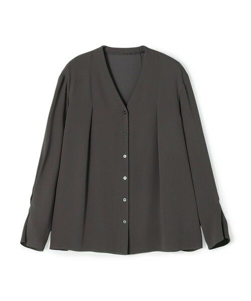 TOMORROWLAND / トゥモローランド シャツ・ブラウス | 【WEB先行予約】マットサテン Vネックブラウス(17 ダークグレー)