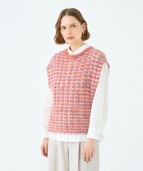 TOMORROWLAND / トゥモローランド ベスト | ミックスボーダー クルーネックベスト | 詳細2