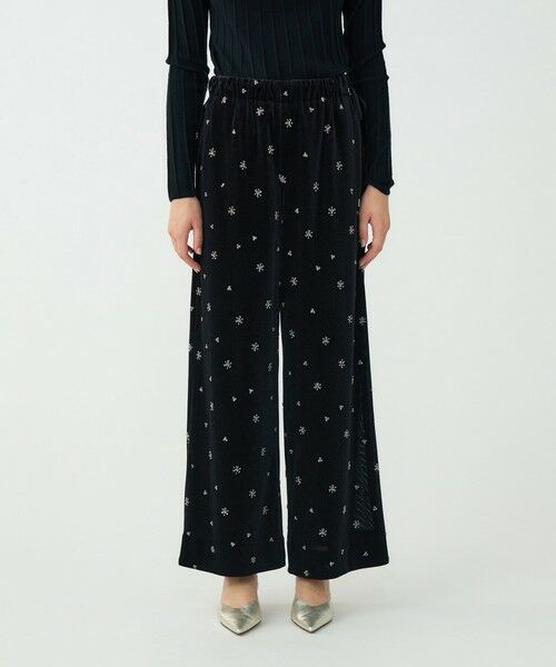 TOMORROWLAND / トゥモローランド その他パンツ | メッシュベロアエンブロイダリー サイドドロストパンツ | 詳細3