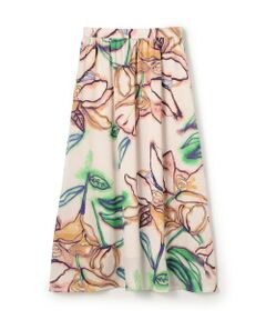 TOMORROWLAND / トゥモローランド ロング・マキシ丈スカート | ドゥードルフラワープリント ロングギャザースカート