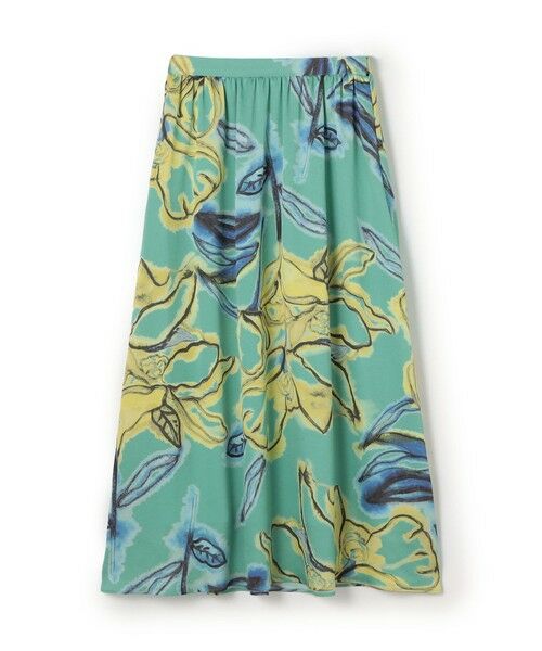 TOMORROWLAND / トゥモローランド ロング・マキシ丈スカート | ドゥードルフラワープリント ロングギャザースカート(54 グリーン系)