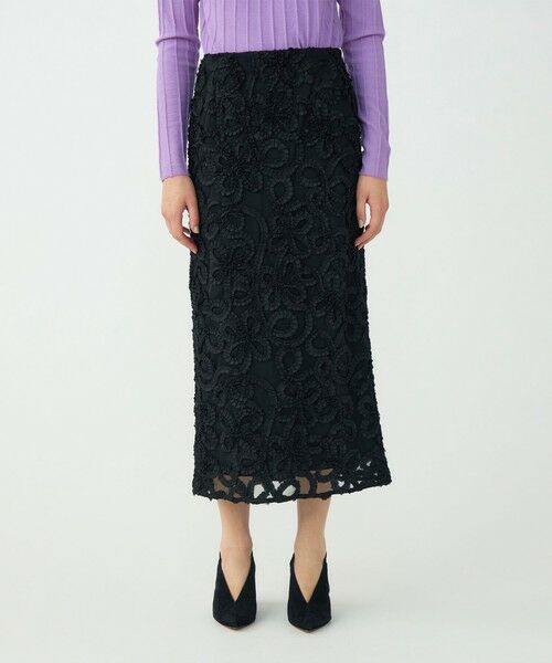 TOMORROWLAND / トゥモローランド ロング・マキシ丈スカート | ロゼットチュールエンブロイダリー タイトスカート | 詳細3