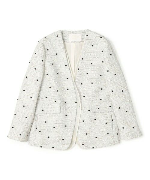 TOMORROWLAND / トゥモローランド ノーカラージャケット | ラッピングツイード Vカラージャケット（12 ホワイト系）