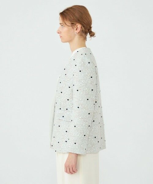 TOMORROWLAND / トゥモローランド ノーカラージャケット | ラッピングツイード Vカラージャケット | 詳細3