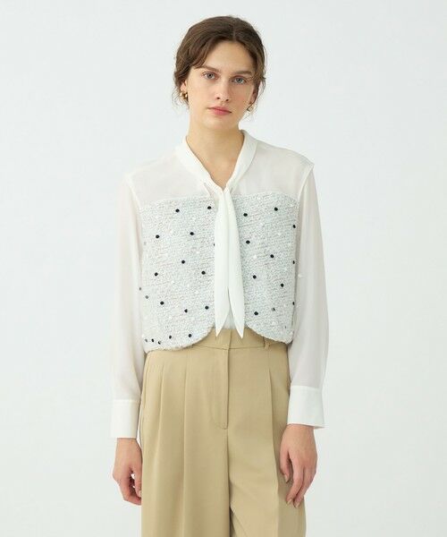 TOMORROWLAND / トゥモローランド ベスト | ラッピングツイード Vカラーショートジレ | 詳細2