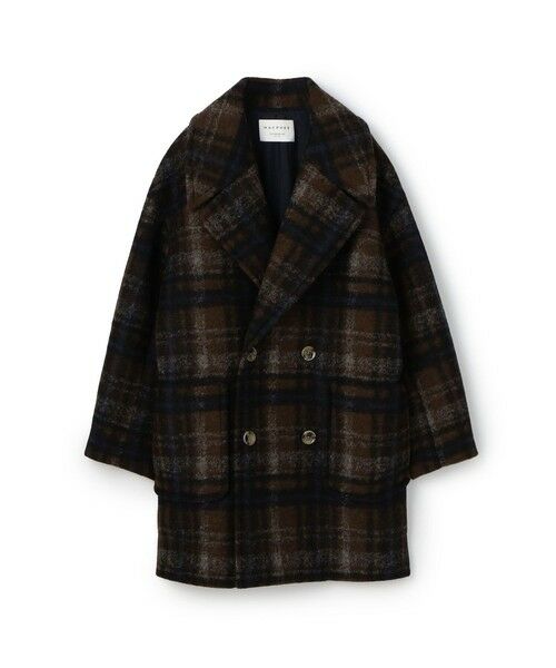 TOMORROWLAND / トゥモローランド その他アウター | ボンディングチェック ダブルブレストコート(48 ダークブラウン系)