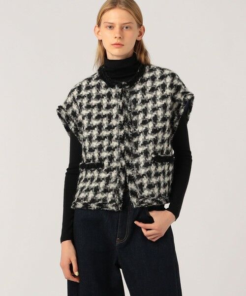 TOMORROWLAND / トゥモローランド ベスト | グリハウンドトゥース スクエアジレ | 詳細2