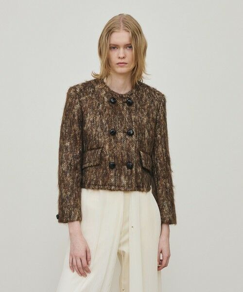 TOMORROWLAND / トゥモローランド ノーカラージャケット | ループヤーンツイード ダブルブレスレッド ノーカラージャケット | 詳細2