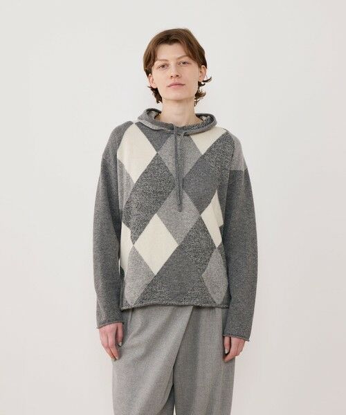 TOMORROWLAND / トゥモローランド ニット・セーター | ウールアーガイル フーデッドプルオーバー | 詳細2
