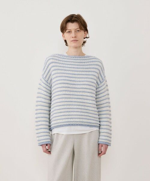 TOMORROWLAND / トゥモローランド ニット・セーター | バンピーボーダー ボートネックプルオーバー | 詳細2