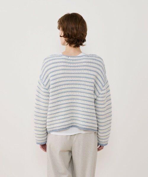 TOMORROWLAND / トゥモローランド ニット・セーター | バンピーボーダー ボートネックプルオーバー | 詳細4