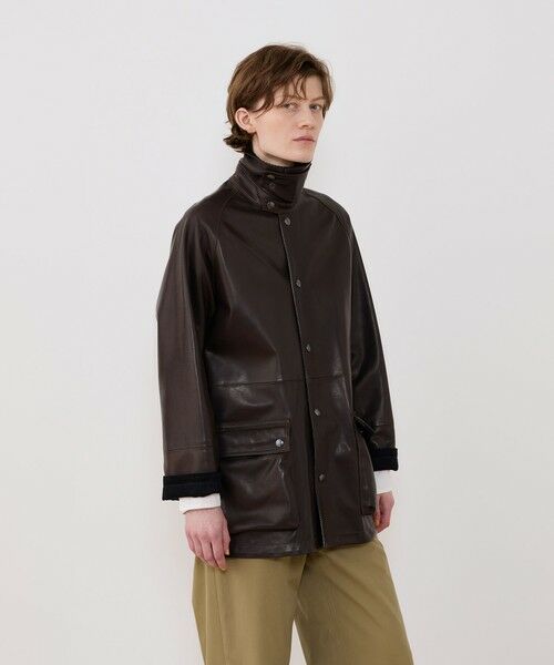TOMORROWLAND / トゥモローランド レザーブルゾン・ジャケット | スムースカーフ ラグランスリーブコート | 詳細10
