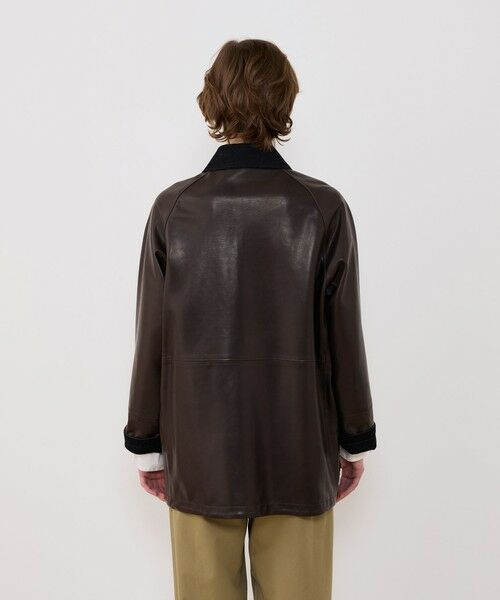 TOMORROWLAND / トゥモローランド レザーブルゾン・ジャケット | スムースカーフ ラグランスリーブコート | 詳細4
