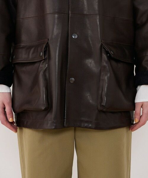 TOMORROWLAND / トゥモローランド レザーブルゾン・ジャケット | スムースカーフ ラグランスリーブコート | 詳細8