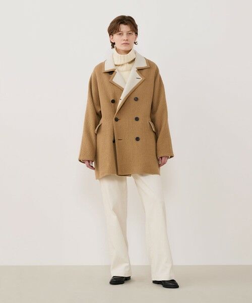 TOMORROWLAND / トゥモローランド ピーコート | シープライクダブルフェイス ドルマンスリーブコート | 詳細1