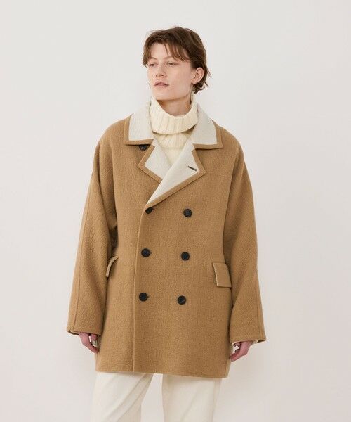 TOMORROWLAND / トゥモローランド ピーコート | シープライクダブルフェイス ドルマンスリーブコート | 詳細2