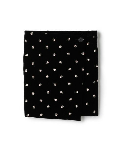 TOMORROWLAND / トゥモローランド ミニ・ひざ丈スカート | ベロア PETIT ROSEプリントミニスカート(18 ブラック系)