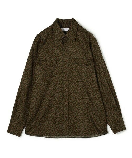 TOMORROWLAND / トゥモローランド シャツ・ブラウス | コットンツイル ペイズリープリント ダブルポケットレギュラーカラーシャツ(56 カーキ系)