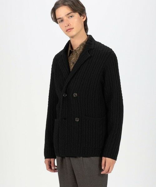 TOMORROWLAND / トゥモローランド ニット・セーター | ウールケーブルニット ダブルブレスト4Bジャケット | 詳細1