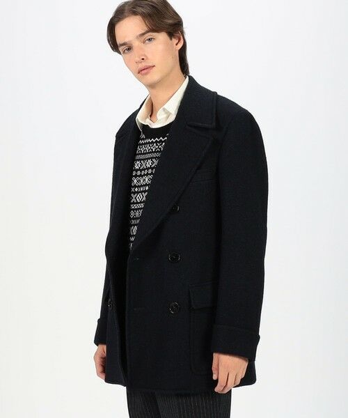 TOMORROWLAND / トゥモローランド ピーコート | プレミアムシェットランドウール ショートポロコート | 詳細1