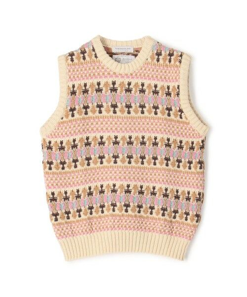TOMORROWLAND/トゥモローランド 【別注】Redeux メリノウールフェアアイル柄 クルーネックニットベスト 14 ホワイト系 S