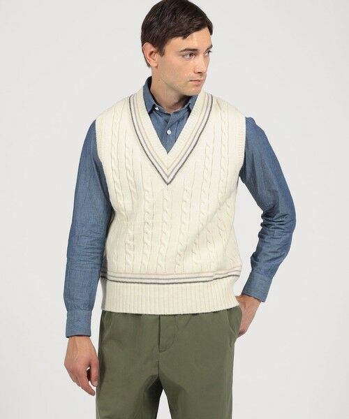 TOMORROWLAND / トゥモローランド ニット・セーター | 【別注】RICHMOND KNITWEAR ウールケーブル Vネックベスト | 詳細1
