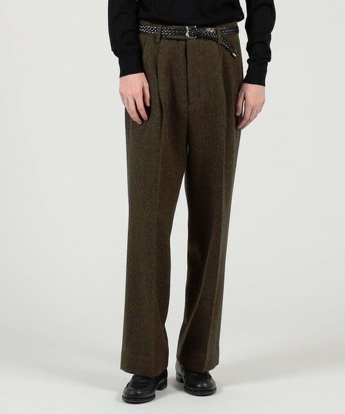 TOMORROWLAND / トゥモローランド その他パンツ | ウールツイードヘリンボーン 2プリーツワイドストレートバレルパンツ | 詳細1