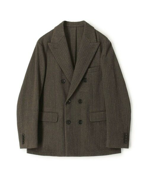 TOMORROWLAND/トゥモローランド ウールアクリルナイロンストライプ ダブルブレステッド6Bジャケット 58 ダークグリーン系 48 TOMORROWLAND/トゥモローランド ウールアクリルナイロンストライプ ダブルブレステッド6Bジャケット 58 ダークグリーン系 48