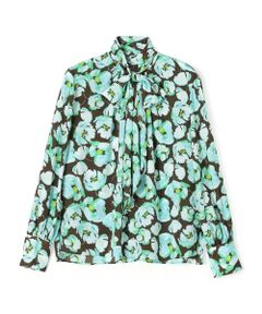 TOMORROWLAND / トゥモローランド シャツ・ブラウス | フェザリーフラワープリント ボウタイブラウス