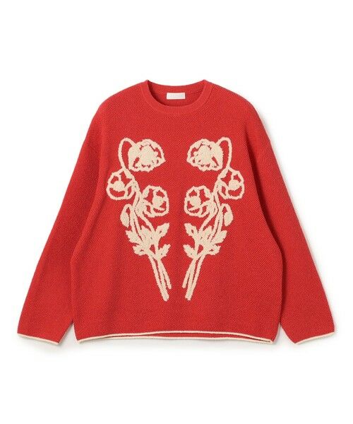 TOMORROWLAND / トゥモローランド ニット・セーター | ポピーエンブロイダリー クルーネックプルオーバー（26 オレンジ系）