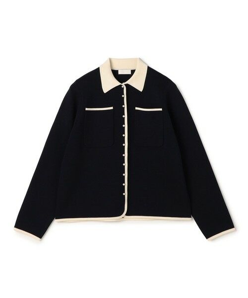 TOMORROWLAND / トゥモローランド ニット・セーター | 【WEB先行予約】パールコンビ シャツカーディガン（69 ネイビー）