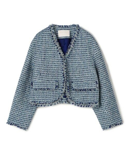 TOMORROWLAND / トゥモローランド ノーカラージャケット | 【WEB先行予約】ペペローニツイード ショートジャケット(64 ブルー系)