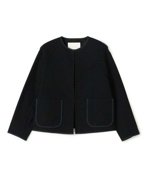 TOMORROWLAND / トゥモローランド ノーカラージャケット | 【WEB先行予約】アラベスクジャカード クルーネックジャケット(69 ネイビー)