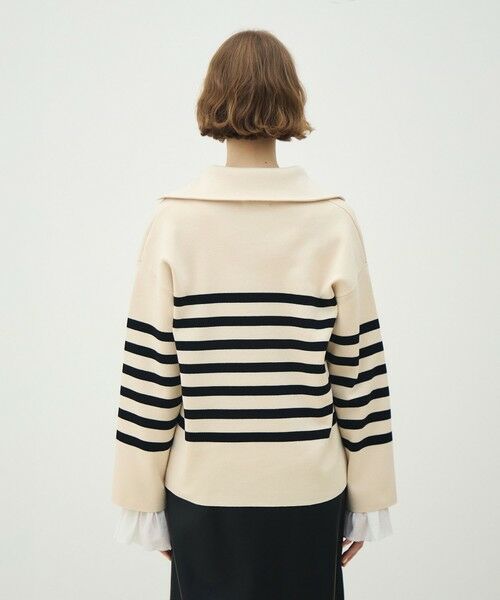 TOMORROWLAND / トゥモローランド ニット・セーター | パネルボーダー レースアッププルオーバー | 詳細4