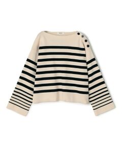 TOMORROWLAND / トゥモローランド ニット・セーター | パネルボーダー ボートネックプルオーバー