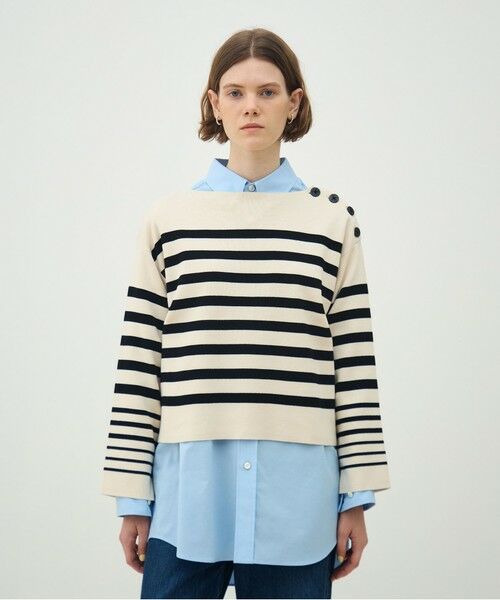TOMORROWLAND / トゥモローランド ニット・セーター | パネルボーダー ボートネックプルオーバー | 詳細2