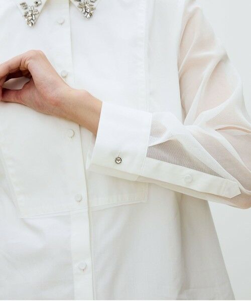 TOMORROWLAND / トゥモローランド シャツ・ブラウス | オーガンジーコンビ ビジューカラーシャツ | 詳細6