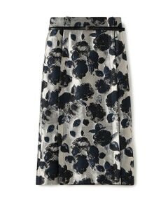 TOMORROWLAND / トゥモローランド ミニ・ひざ丈スカート | 【WEB先行予約】フラワージャカード サイドベントIラインスカート