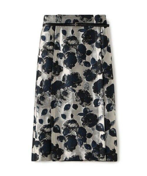 TOMORROWLAND / トゥモローランド ミニ・ひざ丈スカート | 【WEB先行予約】フラワージャカード サイドベントIラインスカート(68 シルバーグレー系)