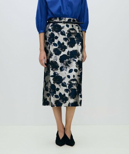 TOMORROWLAND / トゥモローランド ミニ・ひざ丈スカート | 【WEB先行予約】フラワージャカード サイドベントIラインスカート | 詳細2