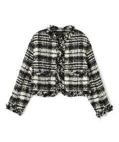 TOMORROWLAND / トゥモローランド ノーカラージャケット | オーロラグレンチェック ノーカラージャケット