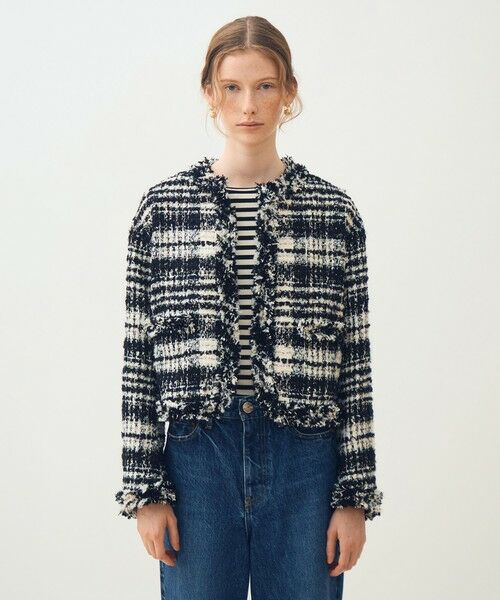 TOMORROWLAND / トゥモローランド ノーカラージャケット | オーロラグレンチェック ノーカラージャケット | 詳細2