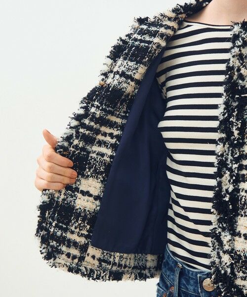 TOMORROWLAND / トゥモローランド ノーカラージャケット | オーロラグレンチェック ノーカラージャケット | 詳細5