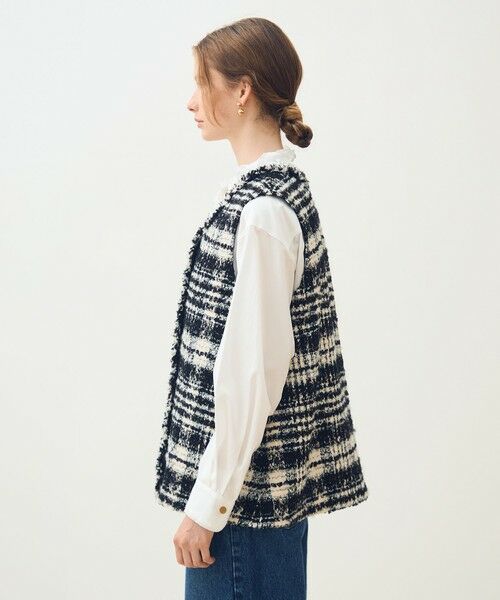 TOMORROWLAND / トゥモローランド ベスト | オーロラグレンチェック Vカラージレ | 詳細4